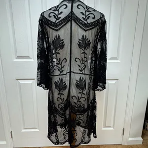 Primark Black Lace Embroidered Floral Cover-Up - Size‎ L. thumbnail 5