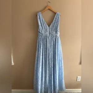 Lulus Sweet Sophistication Light Blue Burnout Floral Maxi Dress Size XL Formal thumbnail 5