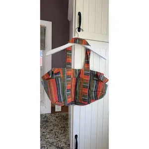 Free People Baby Oksana Tote C 8151 Small Orange Mix Striped Cotton Bag Women's thumbnail 6