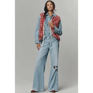 Anthropologie Red Checkered Fleece Tie Front Vest One Size OS JK THINGS VEST thumbnail 3