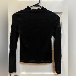 Zara Cut Work Top With Ruffled Neck Black Size M thumbnail 2