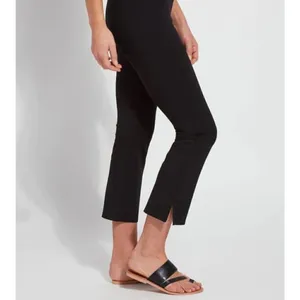 Lysse black stretch dress cropped pants with small side ankle slit hem - S thumbnail 3