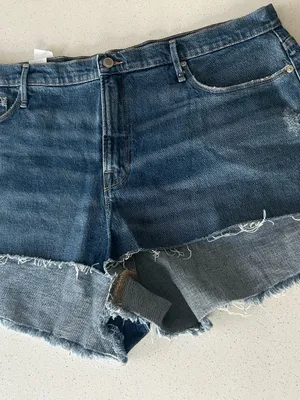 Good American Good 90's High Waist Step Hem Denim Shorts Plus Size 18 NWT thumbnail 3