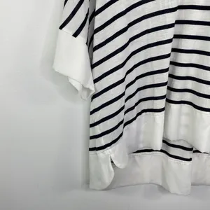 Zara Black White Striped Half Sleeve Scoop Top L thumbnail 3