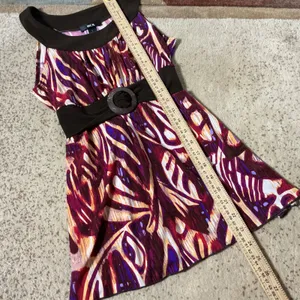 BCX Boho Abstract Print Tunic Top Womens Small Brown Magenta Y2K Empire Waist thumbnail 2