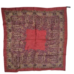 Ralph Lauren Burgundy Gold Silk Large Square Scarf Old Money Quiet Luxury thumbnail 1