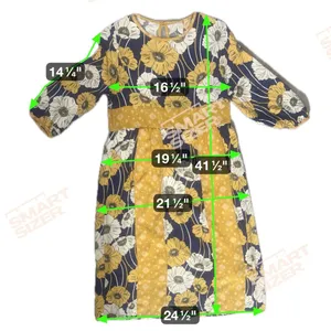 Butter Yellow Blue Floral Midi Sun‎ Dress Med Y2K Coastal Cowgirl Boho Cottage thumbnail 4