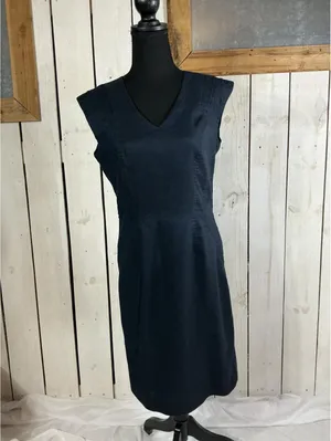 ANTONIO MELANI Classic Navy Blue Sleeveless V-Neck Dress thumbnail 2