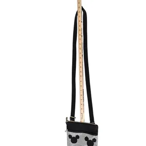 Disney Parks Mickey Mouse Crossbody Bag‎ Canvas Striped Black White Small Travel thumbnail 5
