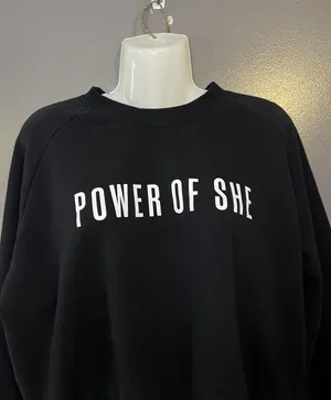 Athleta Sweatshirt Womens Medium Black Power Of She Fleece Raglan Pullover thumbnail 1