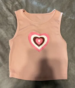 Shein Heart Crop Top Pink thumbnail 1