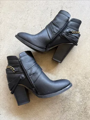 Black Ankle Boots with Wrap Detail thumbnail 3