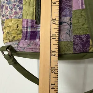 Donna Sharp Quilted Patchwork Sling Backpack Green Purple Floral Convertible Bag thumbnail 7