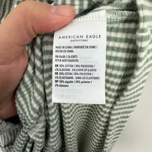 American Eagle Dress M Green Stripe Smocked Tiered Cottagecore Coastal‎ Granola thumbnail 3