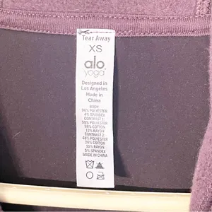 ALO YOGA Size XS Purple‎ Aloluxe Velour Hoodie Hooded Sweatshirt Pullover thumbnail 3