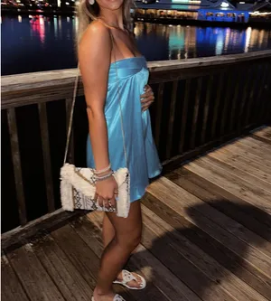 Blue satin dress Size M thumbnail 2