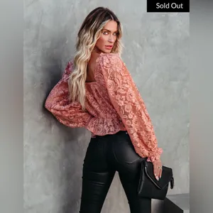 VICI BLUSH   CROPPED LACE PEPLUM BLOUSE - BLUSH-SIZE MEDIUM🩷 thumbnail 2