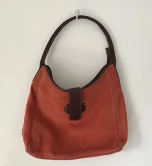 Lands End suede leather hobo shoulder bag orange thumbnail 1