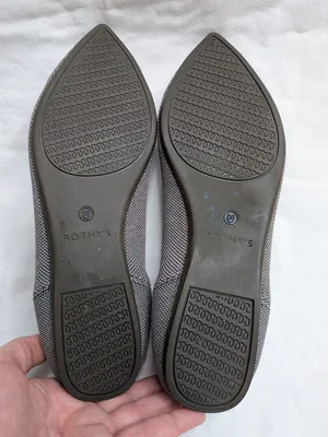 Rothys Pointed Toe Flats Birdseye Gray Black Knit Shoes Size 7.5 Womens thumbnail 5
