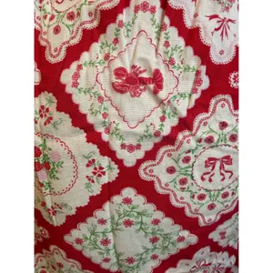Monteau Red White Lobster Floral Linen Mini Dress Small NWT cottage dainty y2k coquette thumbnail 4