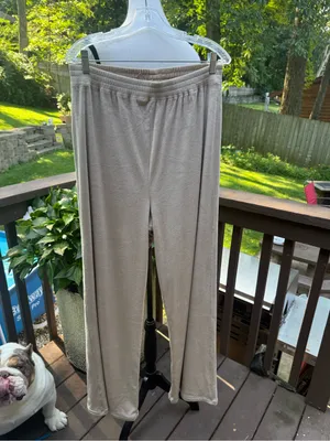 SKIMS Velour Wide Leg Pants Size Large L Color Beige thumbnail 5