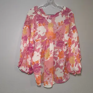 NWT Fate Elodie Kat Bubble Sleeve Button Up Blouse floral boho career preppy thumbnail 8