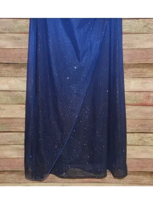 VTG Y2K 90s Midnight Blue Glitter Prom Dress Maxi Gown 5/6 Whimsygoth Fairy Core thumbnail 6