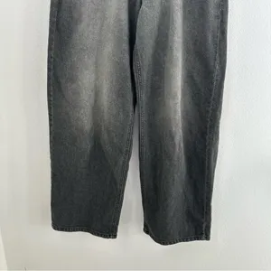 Lewkin Wide Leg Black Wash Jeans High Rise Korean Minimalist thumbnail 3
