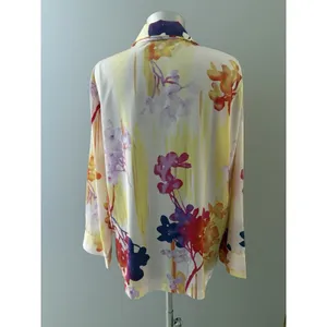 Natori Pajama Top Womens Medium Multicolor Floral Lounge Silky Button Up thumbnail 3