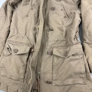 Y2K GAP Utility Parka Jacket Faux Fur Hood Tan Khaki Women’s Small thumbnail 4