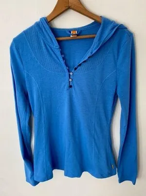 Lucy Women's XS Half Button-Up Long Sleeve Hooded Shirt thumbnail 1