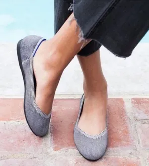 Rothy's The Flat Cloud Grey Birdseye Round Toe Ballet Size 6 thumbnail 1