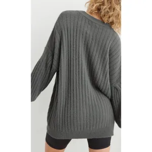 Aerie American Eagle Oversized Soft Crewneck Sweater Size S Green Ribbed Knit thumbnail 2