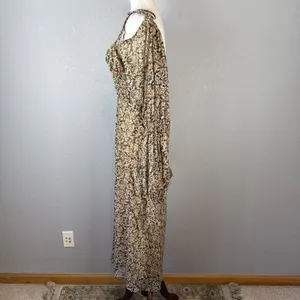 Free People Aglow Cutout Midi Maxi Dress Size L Ditsy Floral Long Puff Sleeves‎ thumbnail 5