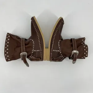 Hector Riccione‎ Leather Moc Toe Boots Studded Buckle Boho Womens Size 7 Western thumbnail 6