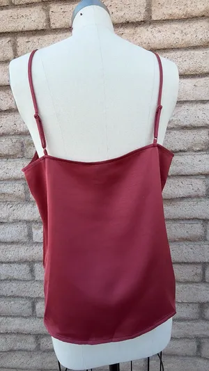 Wild Fable | Deep Wine Satin V-Neck Cami | L thumbnail 6