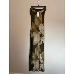 New Windsor Strapless Floral Mesh Maxi Dress Olive Black Size XS thumbnail 4