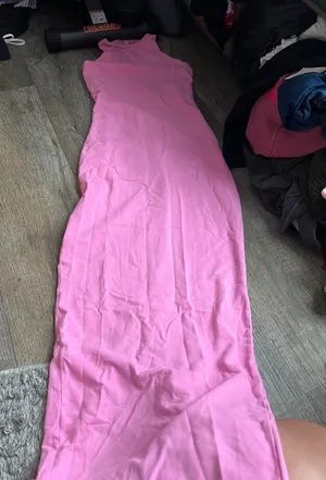 NEW • Skims • Soft Lounge Sleeveless Long Maxi Dress Cotton Candy Pink Ribbed thumbnail 1