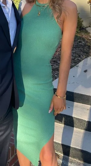 Beginning Boutique Green Ribbed Midi Dress thumbnail 1