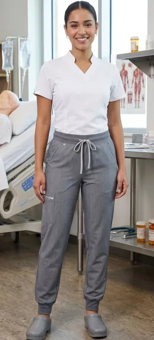 Figs Gray Drawstring Jogger Scrub Pants thumbnail 1
