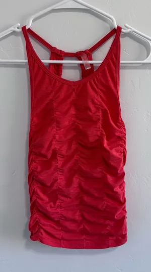 Free People FP Movement Ruched Bright Orange Tanktop XS thumbnail 1