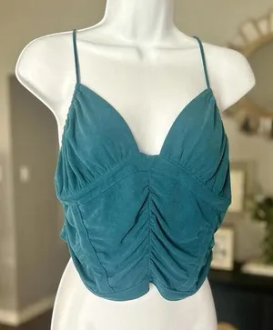 Urban Outfitters Teal Crop Top Sz Large Women’s Adjustable thumbnail 1