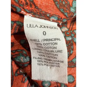 Ulla Johnson Kosta Top Printed V-Neck Blouse Ruffle Flutter Sleeve Orange XS 0 thumbnail 6