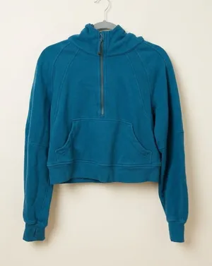 Lululemon Scuba Oversized Half-Zip Hoodie Teal Blue XS/S LW3DMAS thumbnail 1