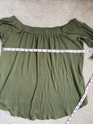 Abercrombie & Fitch Olive Green Off The Shoulder Blouse. Size Small thumbnail 4