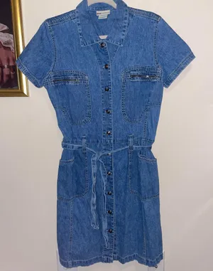 Vintage Denim Button Down Dress Blue Size M thumbnail 1