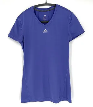 Adidas Climalite V Neck Athletic Tee Small Purple Running Tennis Pickleball Gym thumbnail 1