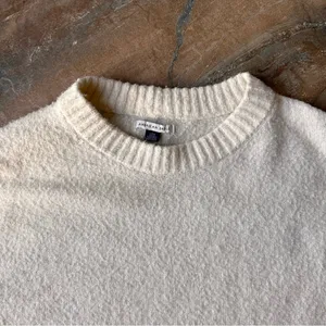 American Eagle Boucle Sweater Women's Size Large Cream Crewneck thumbnail 2