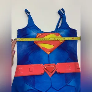 Superwoman One Piece Swimsuit Women “one size” Blue Superhero Swimwear Superman thumbnail 5