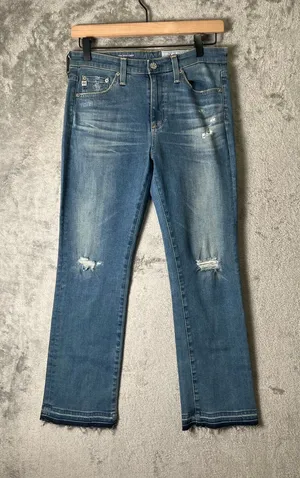 AG Adriano Goldschmied The Jodi Crop‎ Jeans 27 High Rise Slim Flare Distressed thumbnail 1